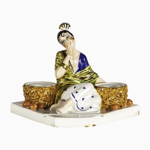 Encrier Vintage en Porcelaine par Armand Godard, 1930s