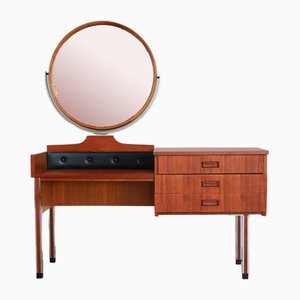 Large Dressing Table with Round Mirror, 1960s, Set of 2