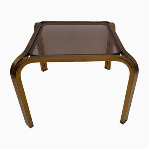 Table Basse en Laiton et Verre Fumé, 1960s