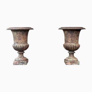 Late 19th Century Medici Cast Iron Vases, Set of 2