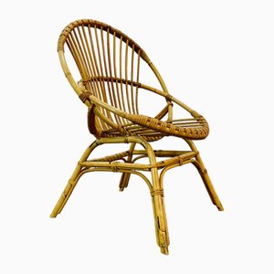 Vintage Rattan Beistellstuhl im Stil von Franco Albini, 1960er