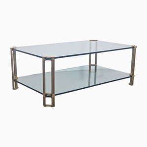 Regency Coffee Table T24 in Brass & Glass by Peter Ghyczy, 1970s