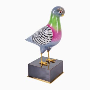 Italian Hand Painted Porcelain Pigeon by Giulia Mangani, 1970s