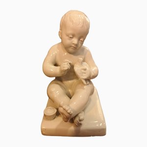 Figurine de Bébé en Porcelaine Blanche d'après Pigalle de Capodimonte, 1800s