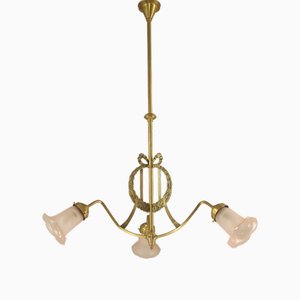 Lámpara de araña modernista de tres brazos con motivos imperios, Francia, años 10
