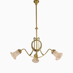 Dreiarmiger Jugendstil Kronleuchter mit Empire Motiven, Frankreich, 1910er