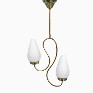 Swedish Pendant Light in Opaline Glass, 1950s