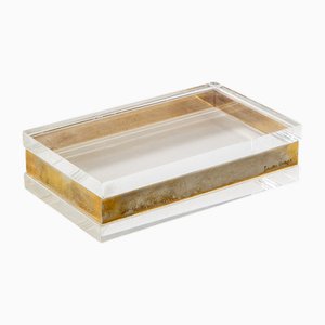 Scatola in vetro acrilico e ottone di Gabriella Crespi, anni '70