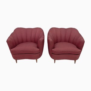 Set of Mid-Century Modern Velvet Armchairs by Gio Ponti, 1950s