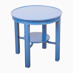 Tavolino Art Déco in legno dipinto di blu con portablocco, anni '40