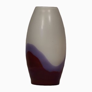 Jarrón Vivarini La Formia de cristal de Murano Art en rojo violeta y blanco, años 80