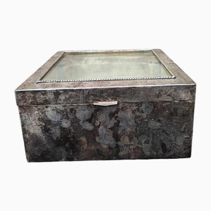 Caja y caja de latón plateado de antes de la guerra, década de 1890