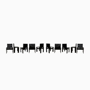 Vintage Black Lacquered Monk Dining Chair by Tobia & Afra Scarpa for Molteni, 1976, Set of 10