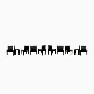 Vintage Black Lacquered Monk Dining Chair by Tobia & Afra Scarpa for Molteni, 1976, Set of 10