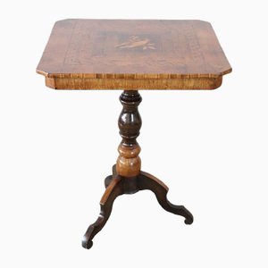 Table Tripode Mid-19ème Siècle en Noyer Marqueté