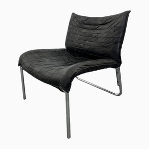 Poltrona Mid-Century in pelle nera di Ikea, Scandinavia, anni '80