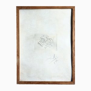 Salvador Dali, Desnudo, Grabado firmado a mano, fechado 1967