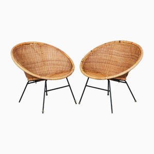 Set of Vintage French Wicker Chairs, 1950s