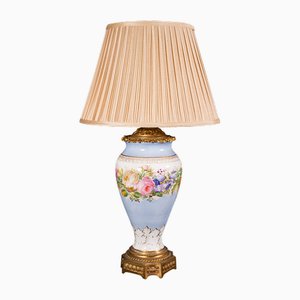 Vintage French Ceramic & Gilt Metal Cafe Lamp, 1930s