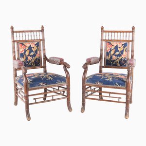 Antique Faux Bamboo Armchairs, 1890s, Set of 2