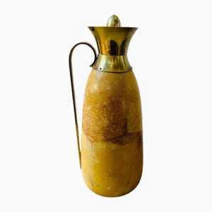 Mid-Century Modern Goatskin and Brass Thermos Carafe attributed to Aldo Tura, 1950s