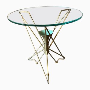 Mesa de centro italiana Mid-Century moderna redonda de latón al estilo de Gio Ponti, años 50