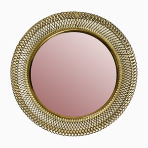 Mid-Century Modern Wall Mirror with Expanded Brass Frame, 1950s