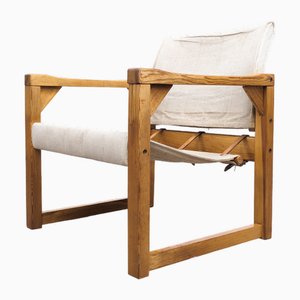 Diana Safari Chair aus Kiefernholz & Canvas von Karin Mobring für Ikea, 1970er