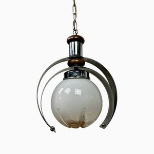 Italian Hanging Light in Wood and Murano Glass from Mazzega, 1970