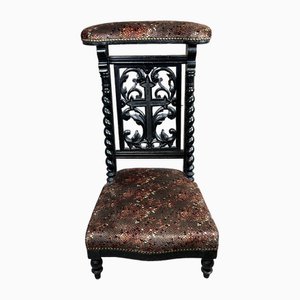 Napoleon III Chair in Blackened Wood and Velvet