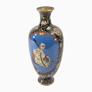 Vase Meiji Ancien en Émail Cloisonné avec Personnages, Japon, 1890s