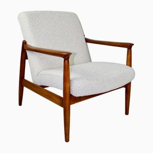 GFM-64 Brown Armchair in White Ivory Bouclé attributed to Edmund Homa, 1970s