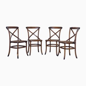 Chairs in Beech Wood and Vienna Straw, 1960s, Set of 4