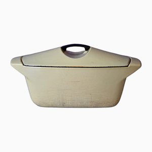 Yellow Enameled Cast Iron Casserole Dish by Raymond Loewy for Le Creuset, 1950s