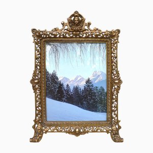 Antiker Bilderrahmen mit Fabelwesen aus Bronze, 1850