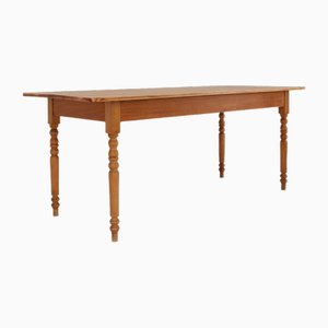 Rustic French Farm Table in Wood with Turned Legs, 1850s