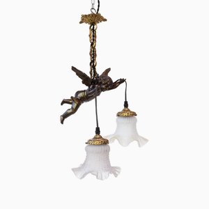 Lámpara de techo francesa antigua de bronce