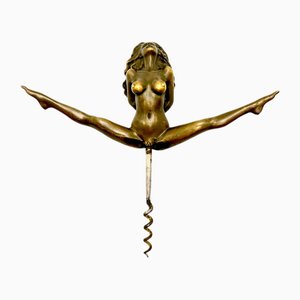 Art Deco Bronze Nude Corkscrew by Jean Patoue, 1930s