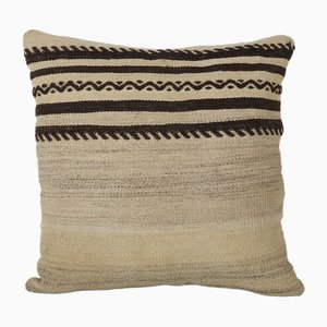 Funda de almohada Kilim cuadrada a rayas de Anatolia hecha a mano, 20 x 20, auténtica decoración de cáñamo turco, 20 x 20, década de 2010