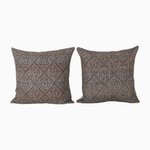 Gray Turkish Kilim Pillow Covers, Set of 2
