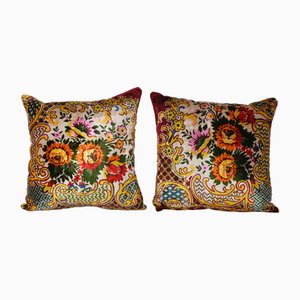 Housses de Coussin Décoratives Lombaires Vintage en Velours, Turquie, Set de 2