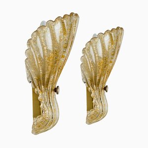 Shell Wall Lights in Murano Glass by Barovier and Toso, 1969, Set of 2