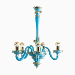 Blue Gold Chandelier by Barovier & Toso, 1969