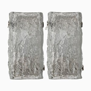 Vintage Glass Silver Wall Lights Kalmar by J. T. Kalmar for Kalmar, 1970s, Set of 2