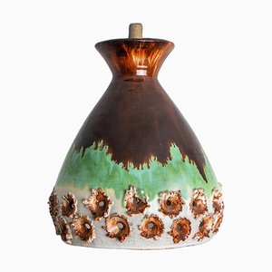 Lampada a sospensione in ceramica verde e marrone, 1970