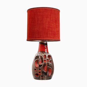 Fat Lava Braune Rote Keramik Tischlampe, 1960