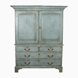 18th Century Painted Linen Cupboard