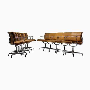 EA 208 Tan Leather Soft Pad All Group Office Chairs by Charles & Ray Eames for Vitra, 2002