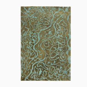 Large Turquoise Overdyed Area Rug