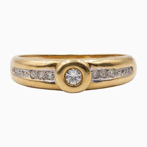 Vintage 18 Karat Gelbgold Diamantring, 1980er